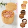 Seasoning Container with Spoon Wood Salt Swivel Magnetic Lid, Built-in Small Cellar for Countertop Jar, Moisture Proof Spice Kitchen Solid Box