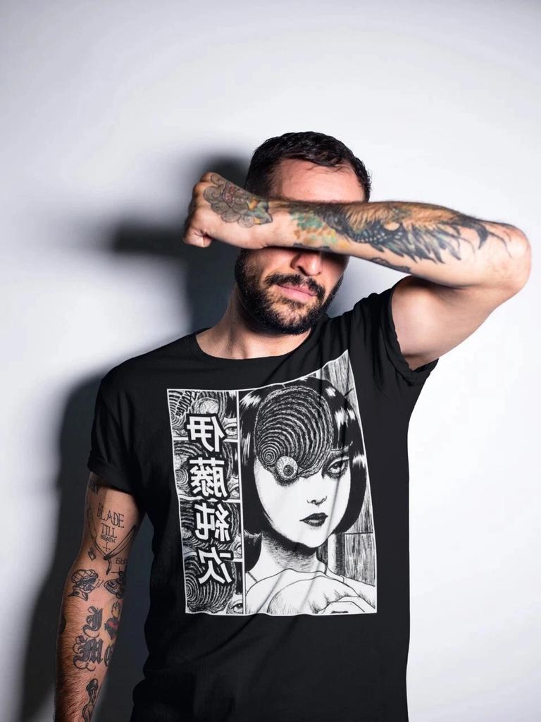 Tomie Junji Ito Anime Comic Pattern T-shirt Horror Shirt, Men and Women Summer Cotton Comfortable Loose Fashion Short Sleeve Top