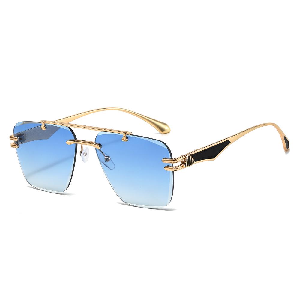 Frameless Gradient Sunglasses: European & American Style with Metal Texture
