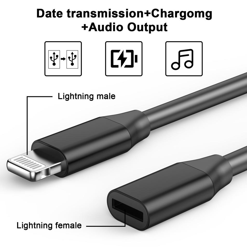 10cm iPhone Ladeverlängerungsadapterkabel Lightning Stecker auf Lightning Buchse Ladegerät MFi-zertifizierter Anschluss Konverter Dongle Kompatibel mit