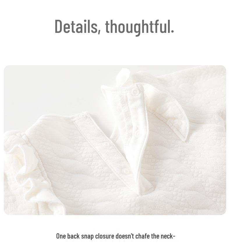 Adorable Quilted Cotton Long-Sleeve Romper for Baby Girls - Warm Infant Jumpsuit for Autumn and Winter