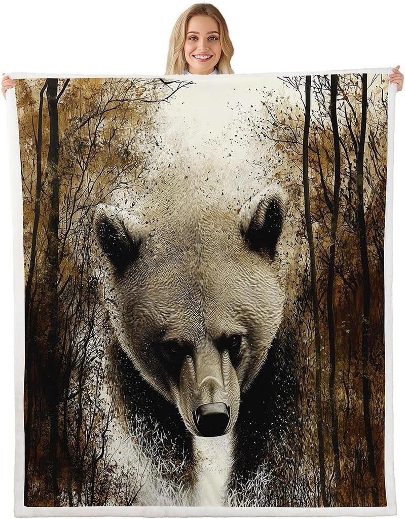 Forest Deer Blanket Soft Fleece Throw Nature Sunset Design Home Decor Camping Gift Kids Room