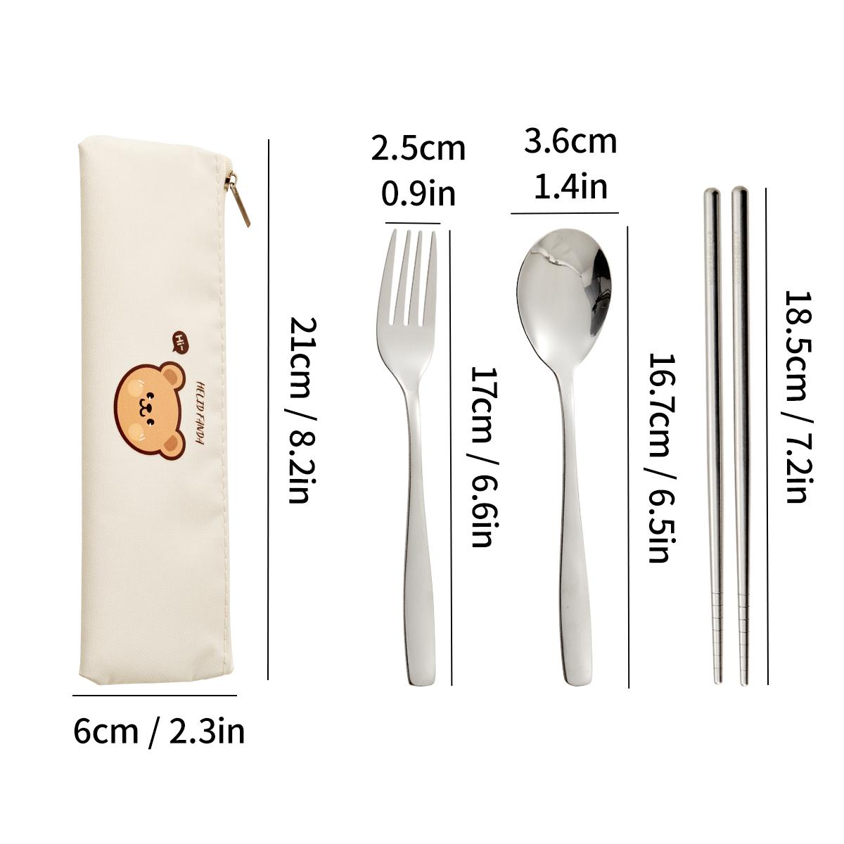 

Набор столовой посуды из нержавеющей стали Милый набор столовых приборов с сумкой для столовых приборов Кухонный портативный набор вилок, ложек и палочек для еды