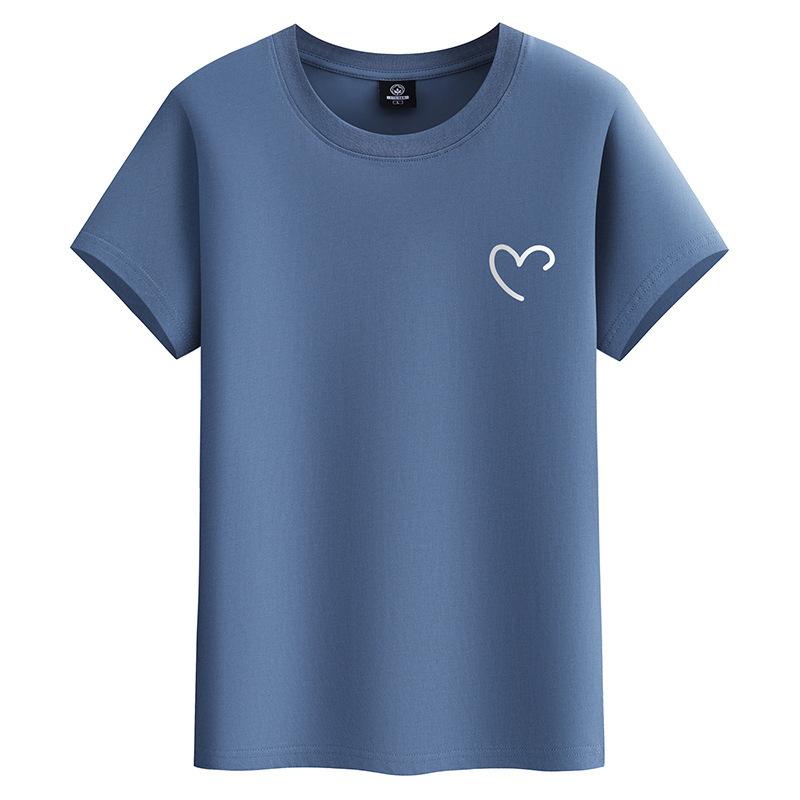 

Чоловіча футболка з короткими рукавами у формі серця M-6XL з чистої бавовни та круглим вирізом для хлопчика, повсякденна футболка 5XL синій