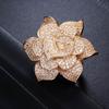 CMM Yellow Gold Color Luxury Cubic Zirconia Big Geometric Flower Wedding Party Rings for Women