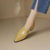Krazing Pot Sheep Skin Summer Spring Autumn Low Heels Women Pointed Toe High Quality Yellow Color Heels Shoes Pumps