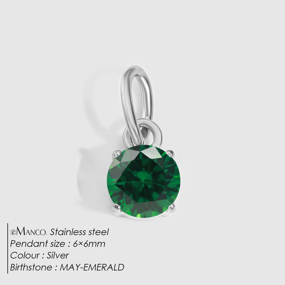eManco DIY Jewelry Accessories: Stainless Steel Round Cubic Zirconia Pendant Necklace