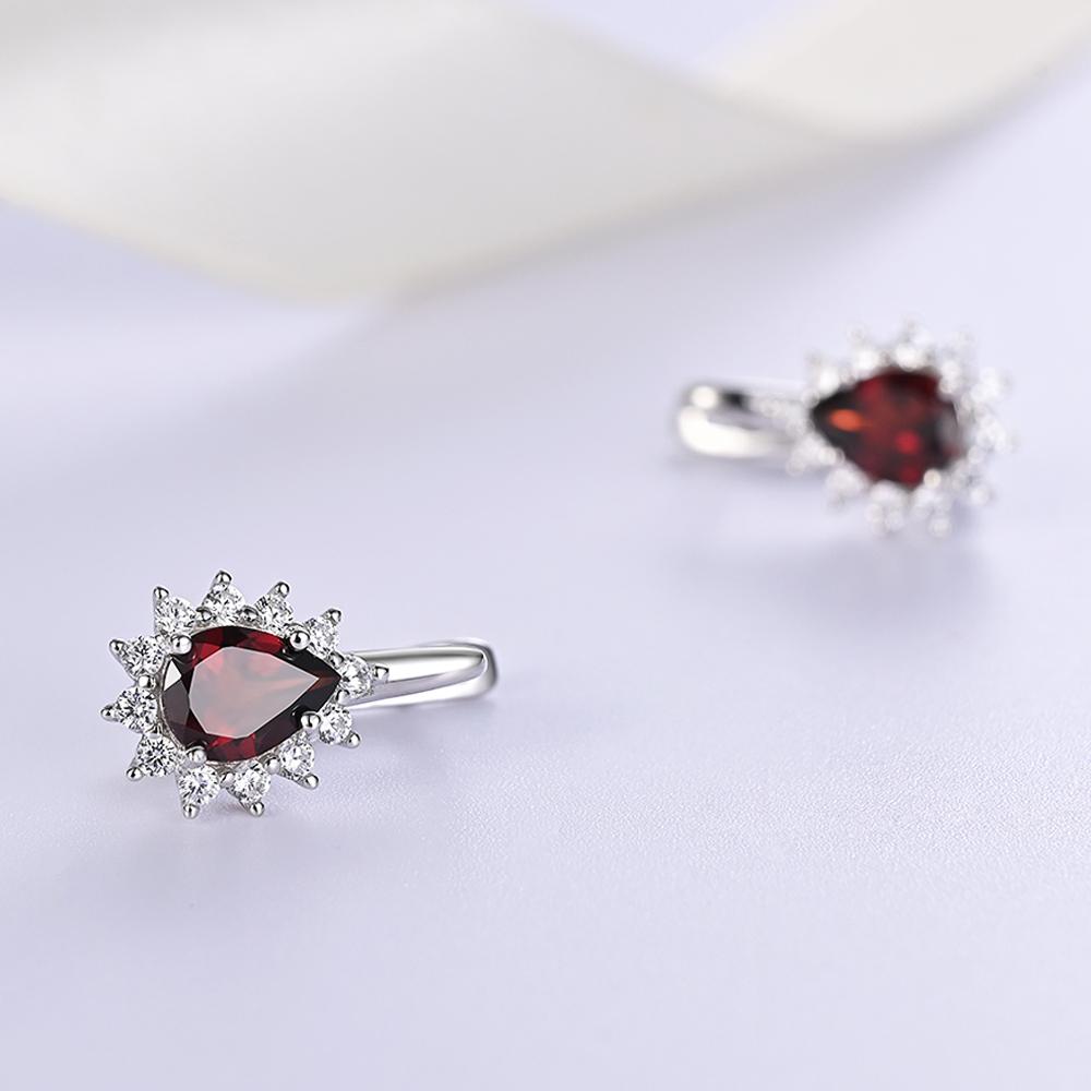 Simple Pear Shape Earrings 925 Sterling Silver Natural Red Garnet 3.3ct Gesmtones Fine Jewelry for Women Daily Wear Gift