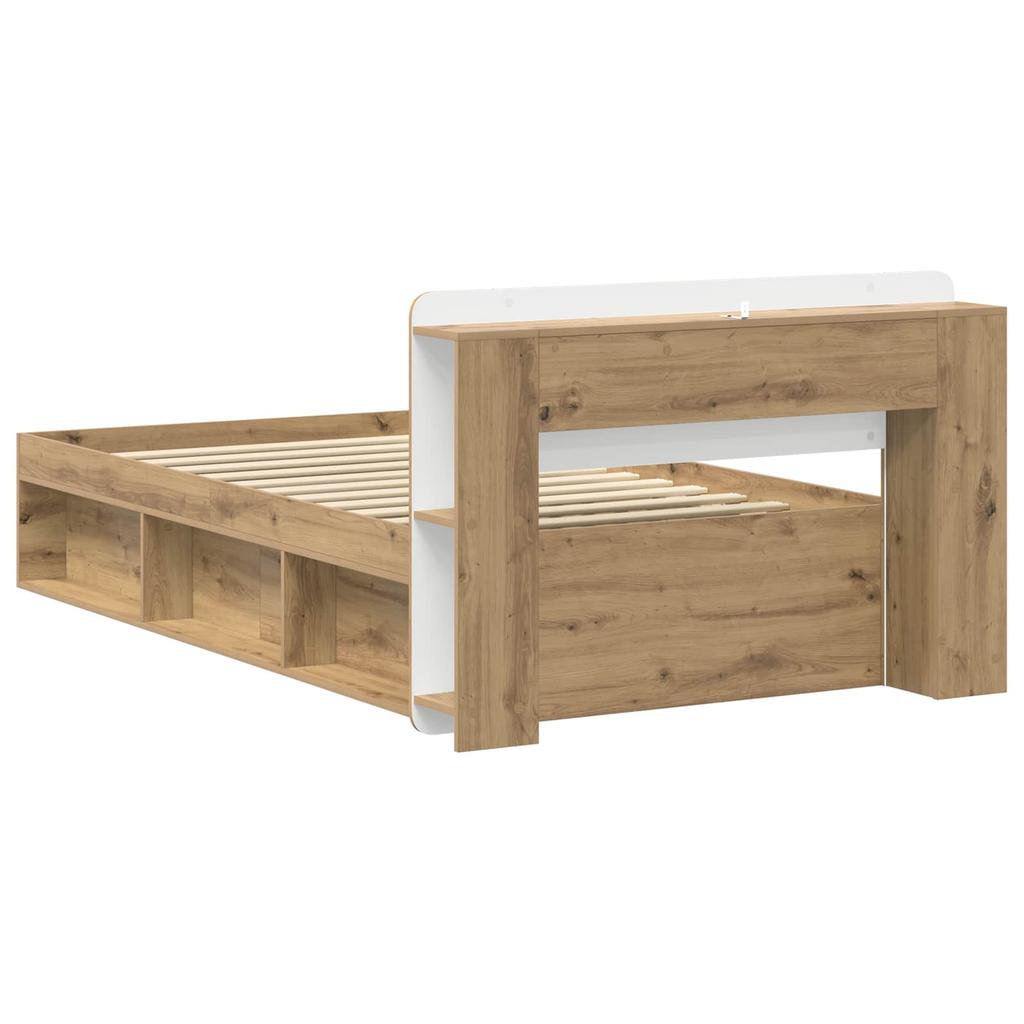 Bed Frame with Storage and Headboard Artisan Oak 75 x 190 cm