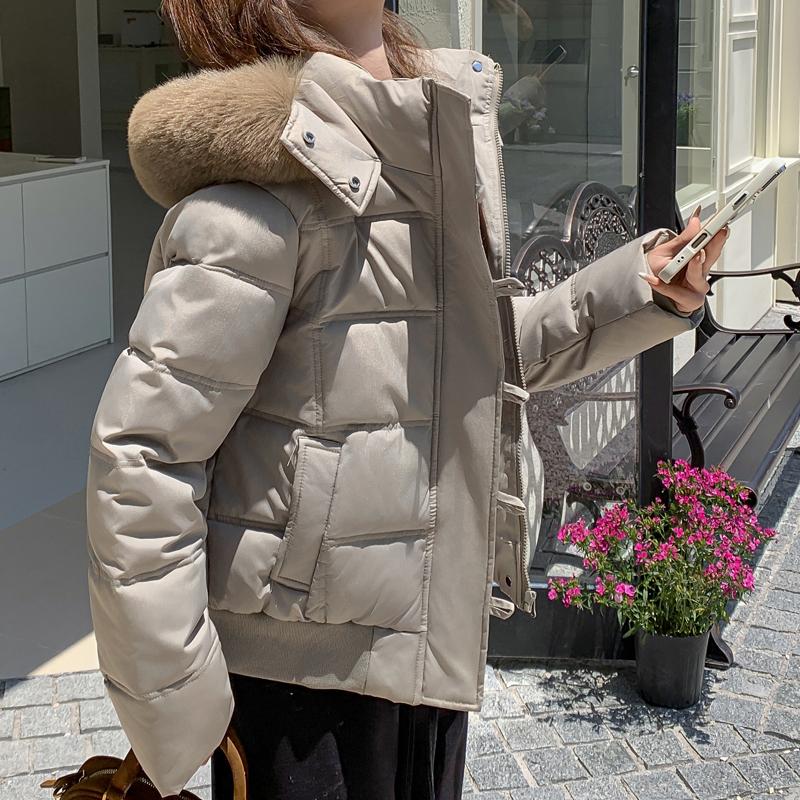 Fashion Winter Coat Female Short Parkas Hooded Faux Fur Collar Casual Loose Thick Warm Women's Jackets