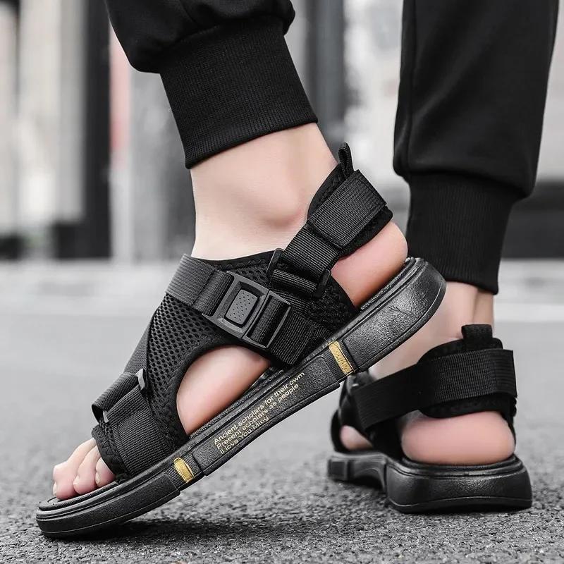 Fashion Summer Outdoor Breathable Comfort Slip On Open Shoes Casual Men Outdoor Sport Flat Sandals Shoes Soft Bottom Beach 2025