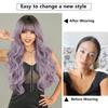 Fashionable Grey Purple Gradient Dyed Long Curly Synthetic Wig High Quality Ladies Wig