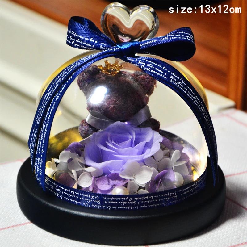 Valentines Day Gift for Girlfriend Eternal Rose LED Light Flower In Glass Cover Mothers Day Birthday Party Wedding Decoration