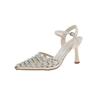 Rhinestone Bag Head Hollow Sandals Women's Large Size Summer New Models with High Heels Niche Temperament