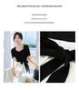 Hepburn Style Patchwork Slim Fit Petite Long Dress - Summer 2025 Korean Edition