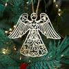 Wooden Angel Christmas Ornaments Rustic Angel Hanging Ornament with Hollow Design for Winter Xmas