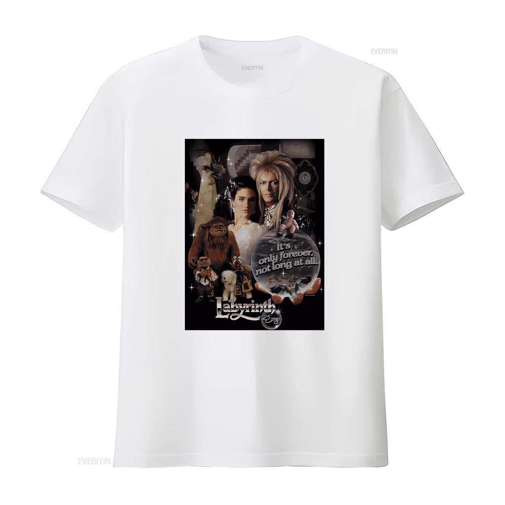Labyrinth 25 Years Anniversary Its Only Forever Not Long At All Movie Print T Shirt Vintage Washed Slightly Homme