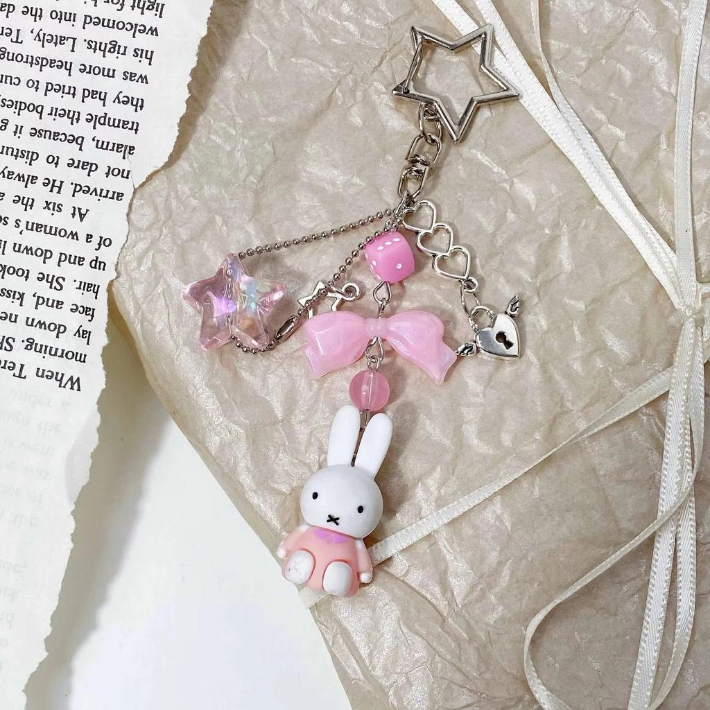 Kawaii Miffy Mobile Phone Chain KeyChain Cartoon Cute Backpack Pendant Ornaments Toy Gift