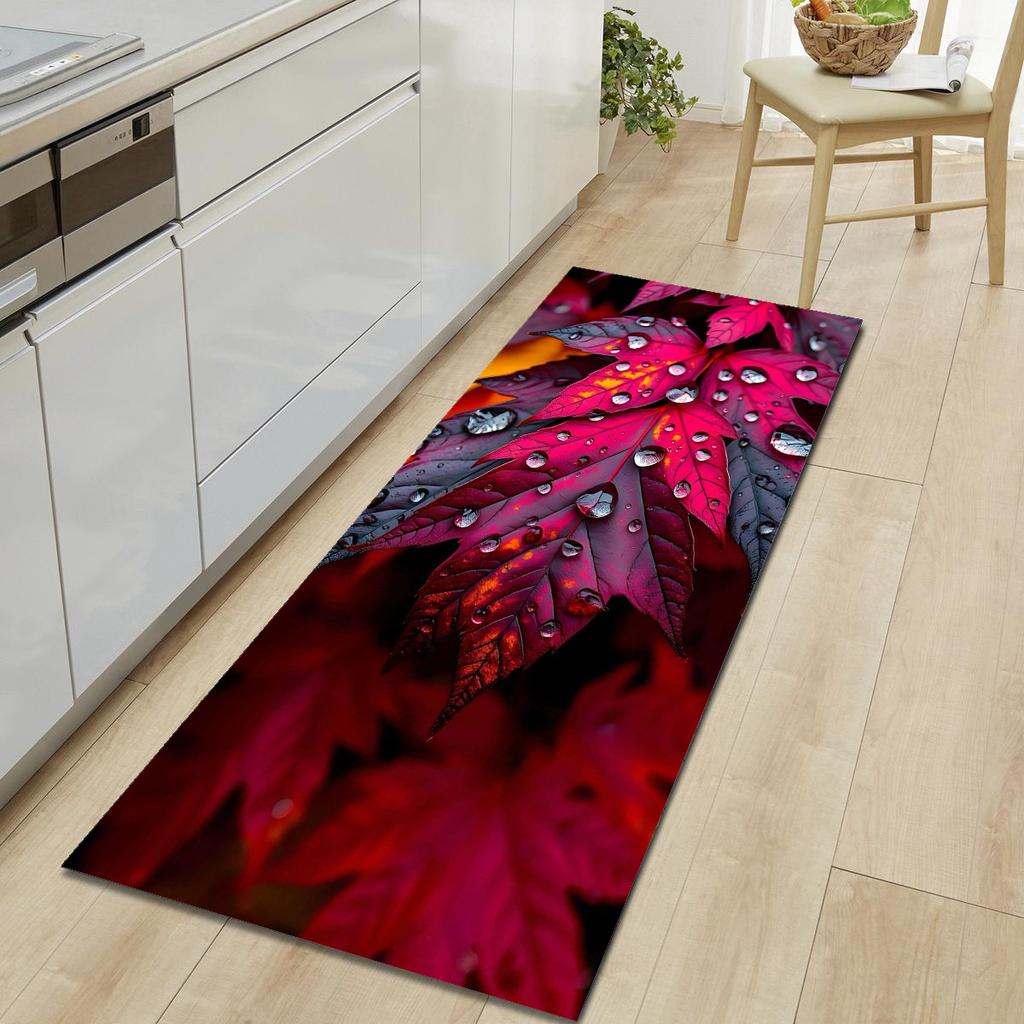 1Pcs Cat Rose Pattern Floor Mat Modern Kitchen Polyester Rug Non-Slip Colorful Indoor Carpet, For Home Bathroom Bedroom Living Room Decor