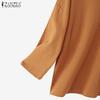 ZANZEA Women Loose V-Neck Casual Long Sleeve Plain Blouse