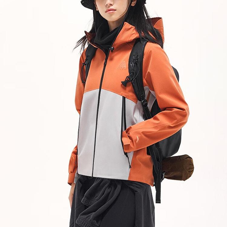 Anta Training Series Color Block Water Shell Zipper Hooded Long Sleeve Jacket Women Jacket Sunset-Orange 962337602-2
