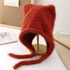New Rope Cute Cat Ears Knitted Hat Autumn and Winter Warm Ear Protection Hat Fashionable Face Small Wool Hat