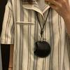 Stylish Leather Glasses Storage Bag Pendant Necklace Keychain Hanging Accessory Elegant Bags with Protective Flap
