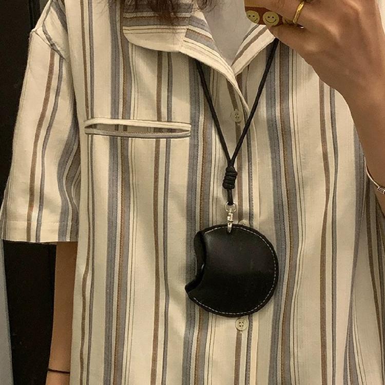Stylish Leather Glasses Storage Bag Pendant Necklace Keychain Hanging Accessory Elegant Bags with Protective Flap