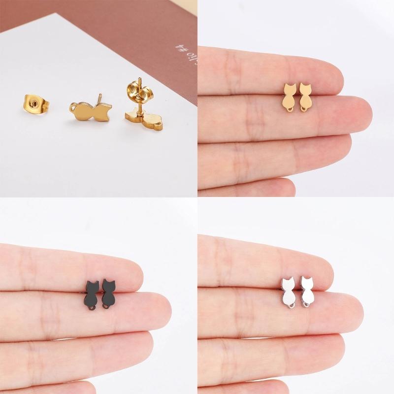 Cute Animal Stud Earrings for Women Girls 3 Pairs Cat Ear Studs Adornment Trendy Ear Hooks Charm Ornament Jewelry Gift