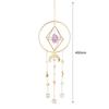 Crystal Wind Chime Star Moon Sun Catchers Windchimes Plated Colorful Beads Hanging Drop for Outdoor Indoor Garden Decor Craft