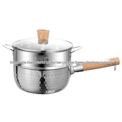 OuJieWang 304 Stainless Steel Yukihira Saucepan with Lid & Steamer