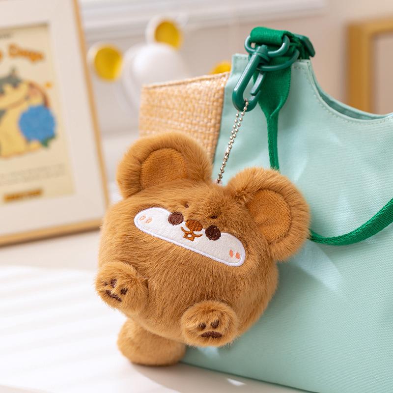 Cute Animal Panda Puppy Decompression Doll Plush Toy Bear Doll Girl Bag Keychain Small Pendant