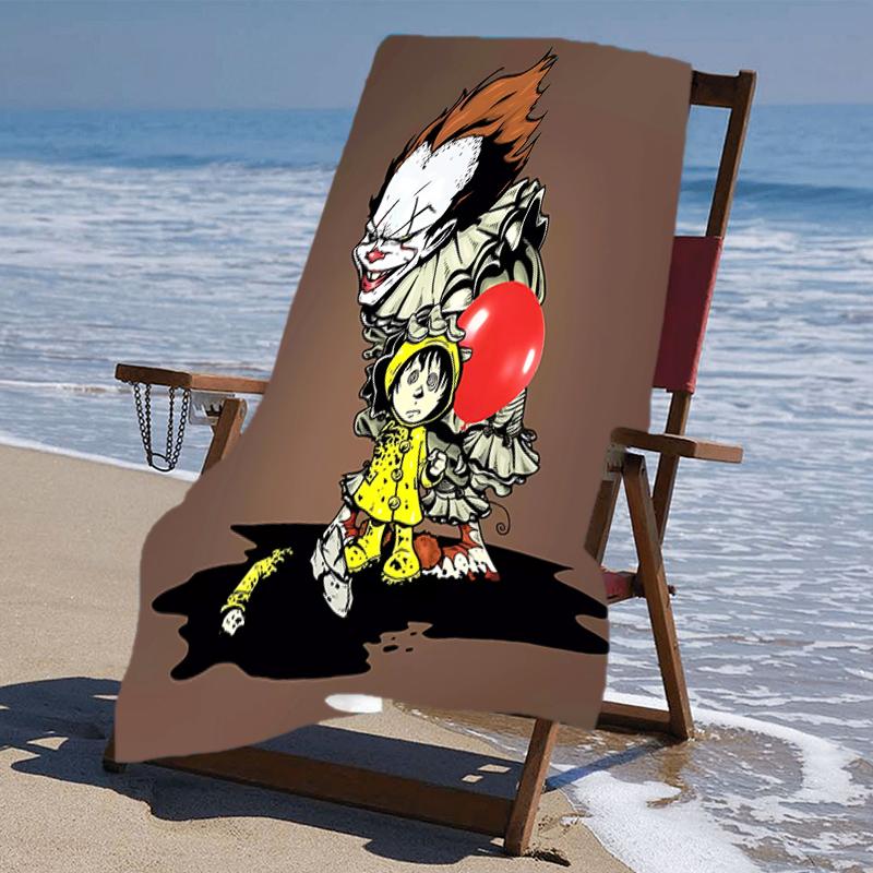 proof beach towel with a Pennywise the Dancing Clown3 pattern - soft,absorbent,quick-drying,machine washable - perfect for swimming,camping,bathing