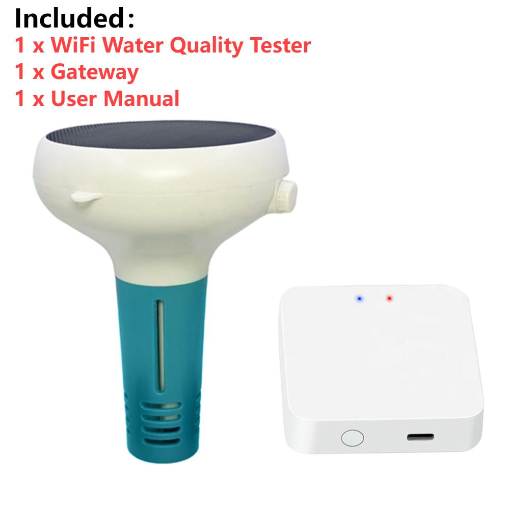 Tuya ZigBee WiFi Chlorin Meter PH/ORP/EC/TDS/Salinity/Temp/CL Tester Solar Powered Spa Tank Swimming Pool Water Quality Monitor