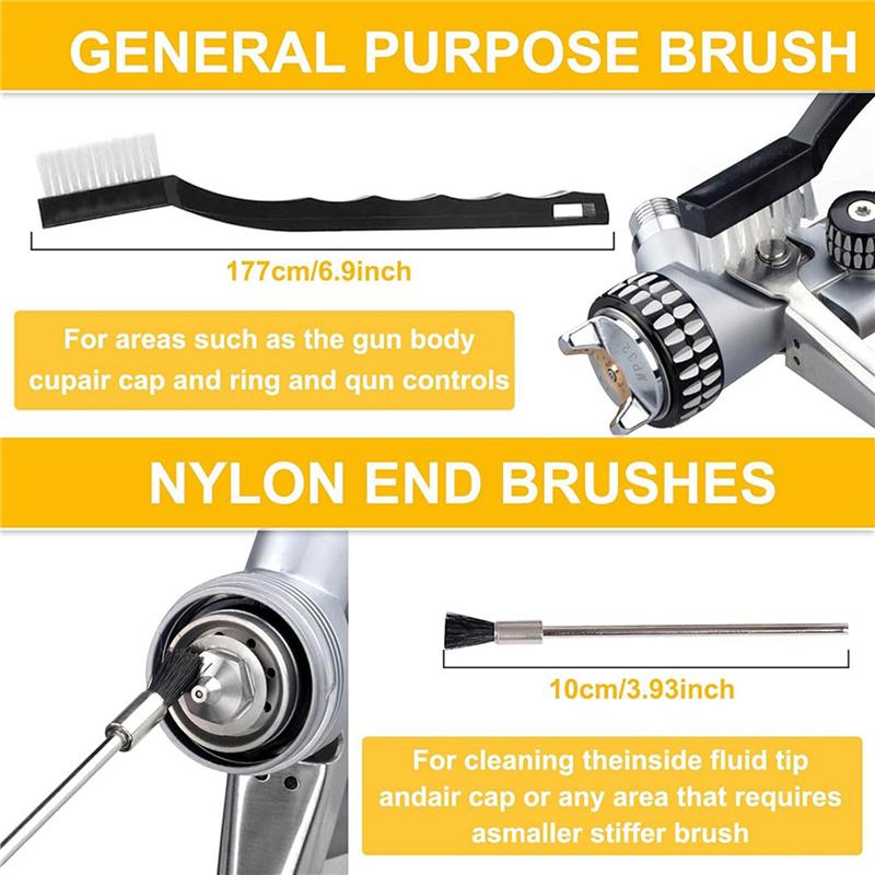 A27F-Sprayer Cleaning Kit 34 Pcs Multi-Purpose Paint-Gun Brush Cleaner Tool With Nylon Mini Tube Brushes And Needles