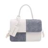 Bolsa de Mão Fashion com Textura Patchwork, Estilo para o Trabalho, Bolsa de Ombro Cruzada, Bolsa Quadrada Pequena