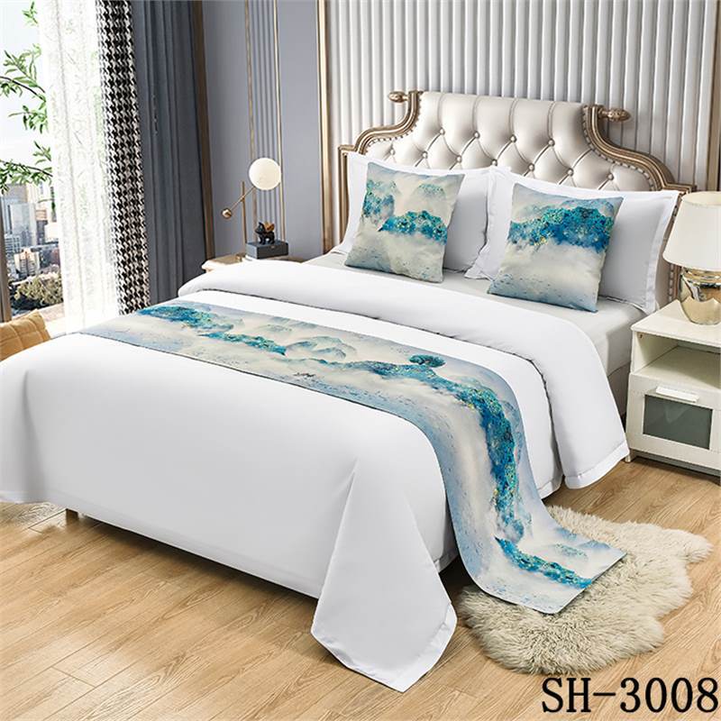 Landscape Painting Bed Flags Bedroom Decoration Bed End Scarf Hotel Household Dustproof Decorative Cloth Home Textiles Household Goods Pillow Cover