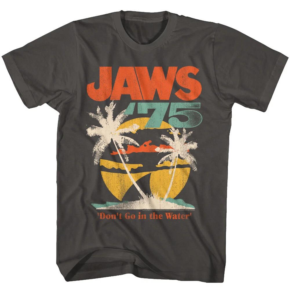 Jaws 70 s Thriller Movie Sunset Palm Trees 75 Don t Go In Water Men s T Shirt 4XL