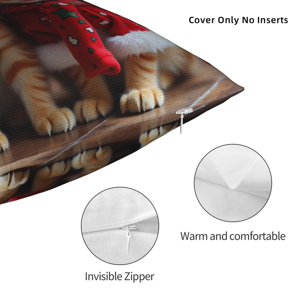 Pillow Cover Christmas Kittens (2)  Cute Funny Pillow Case For Sofa Couch Bed Living Room Pillowcases