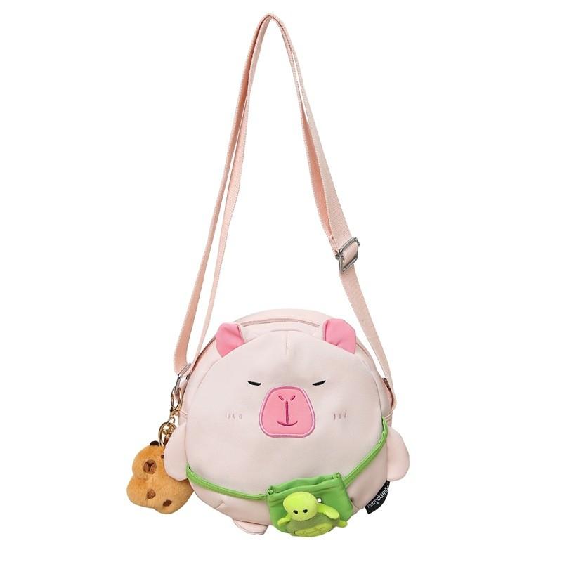 Capybara Small Shoulder Bag With Nylon Material And Zipper Closure For Casual Travel