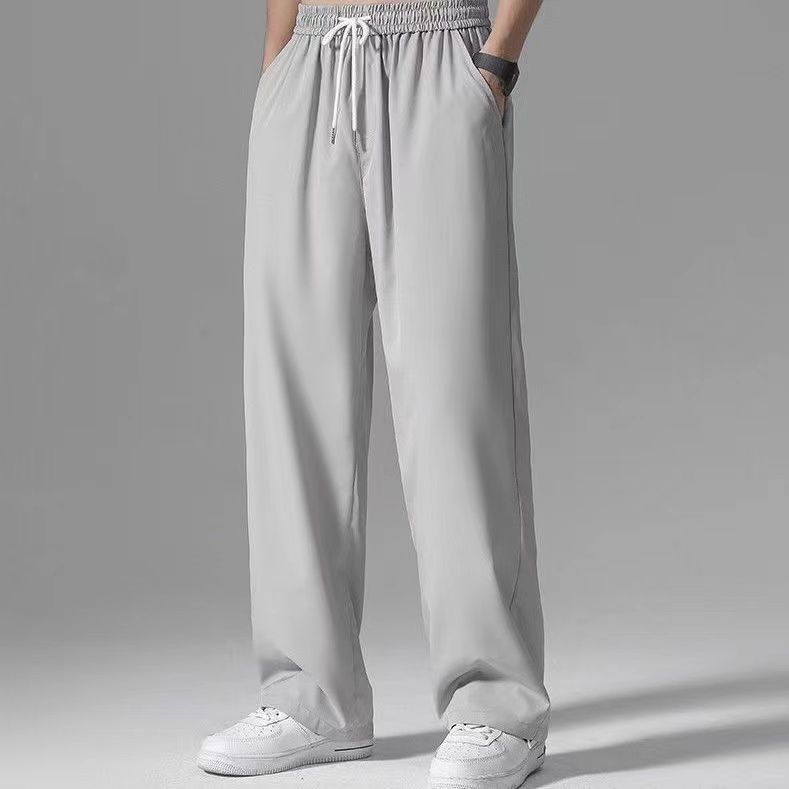 

Ледяные брюки мужские летние ультратонкие свободные прямые большие размеры молодежные спортивные быстросохнущие повседневные широкие брюки 5XL светло-серый