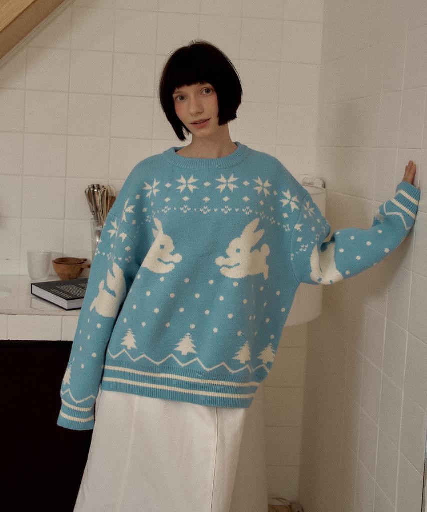 Melonseuwichi Snow Rabbit Round Knit_Adult