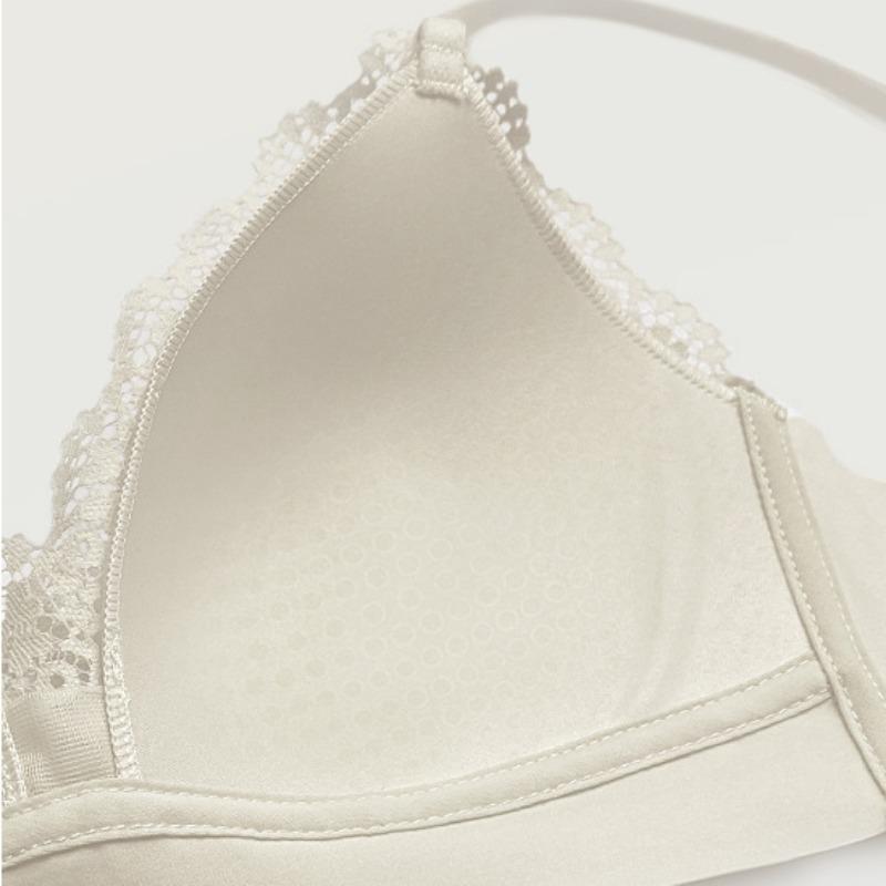 French Lace Girls Triangle Cup Underwear Without Steel Ring Summer Thin Section Bra Gathered Fixed Cup Bra