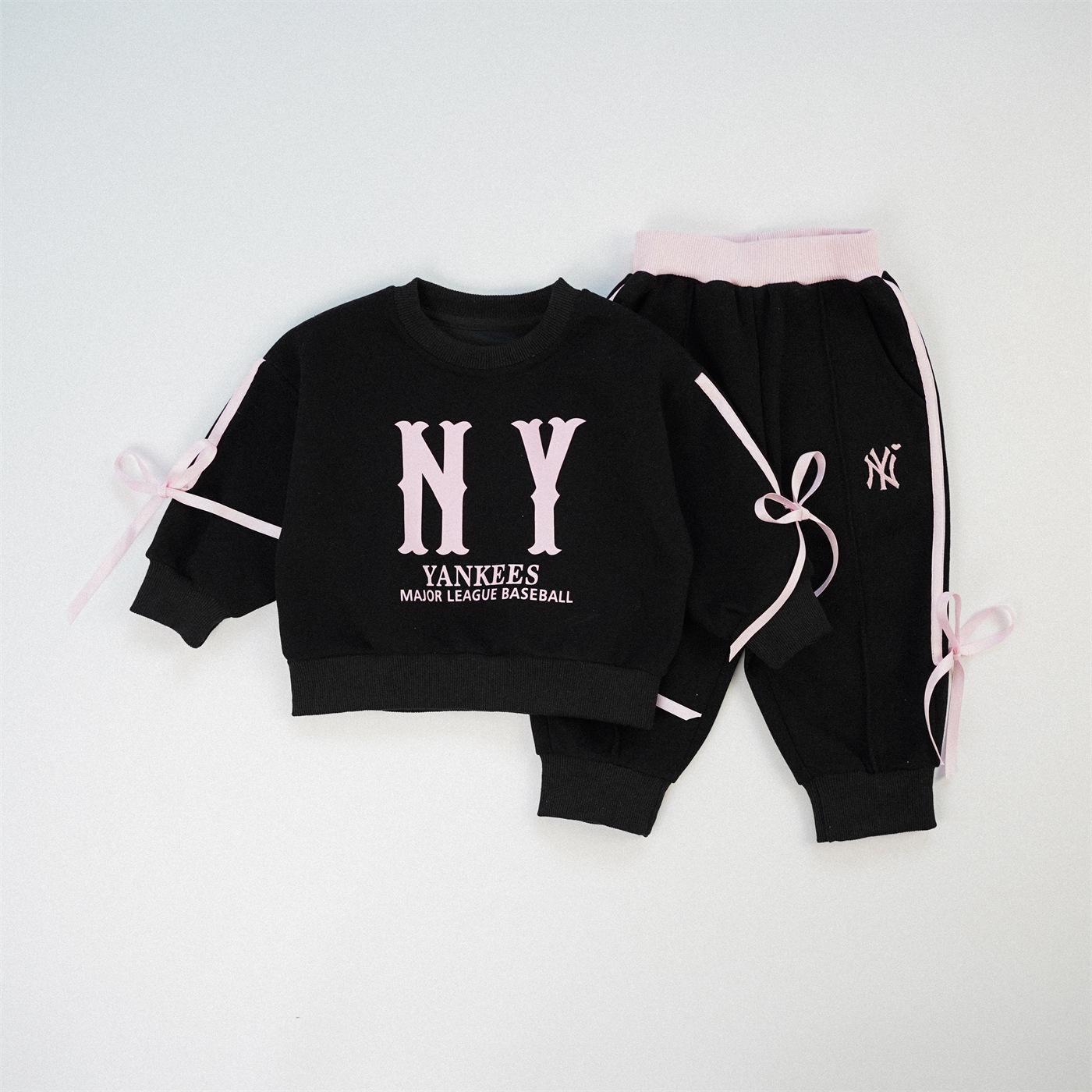 

Baby Girls Autumn Bowknot Hoodie & Sweatpants Two-Piece Set 90 cm чорний
