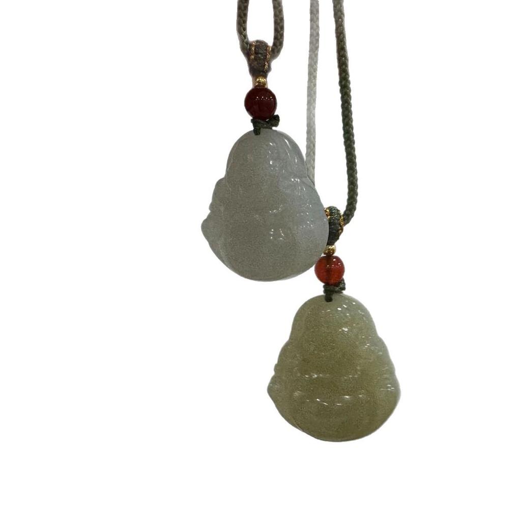 Hetian Jade Maitreya Buddha Pendant Necklace - Smiling Buddha Jewelry & Hanfu Accessory.