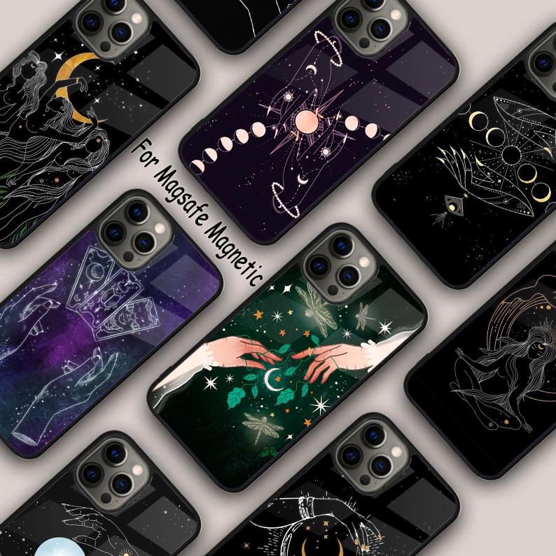 Fortune Telling Moon Stars Hands Art Magnetic Phone Case For APPLE iPhone 17 Air 16 14 13 12 Pro Max 15 Plus With MagSafe Cover