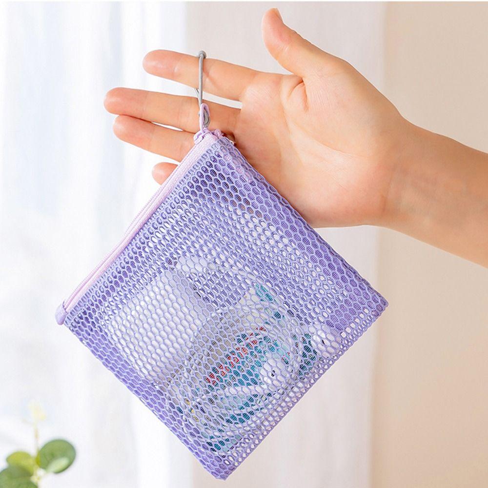 Visible Makeup Zipper Pouch Wear-proof Portable Coin Purse Colorful Mesh Storage Bag  Travel Use