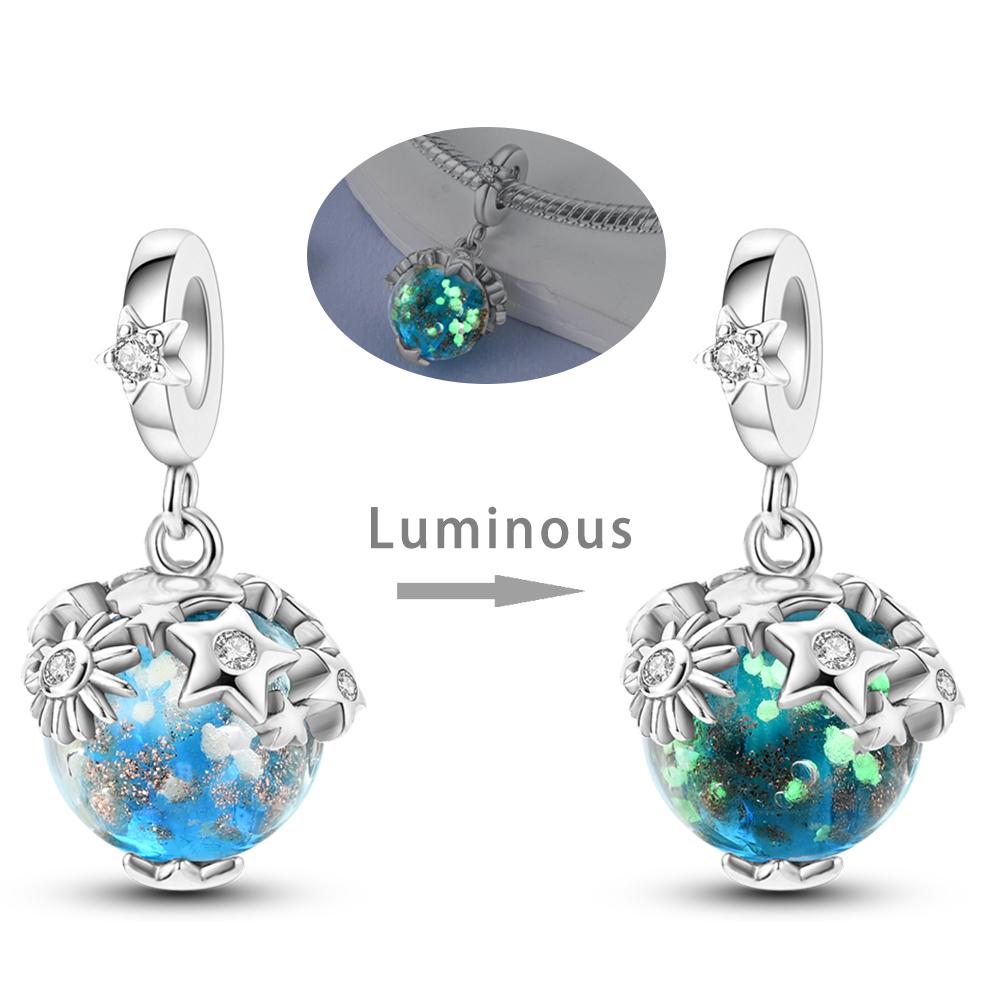 Mystery Star Series Original 925  Silver Charms Fit Bracelet Pendants Dangle Diy Jewelry Gift For Women