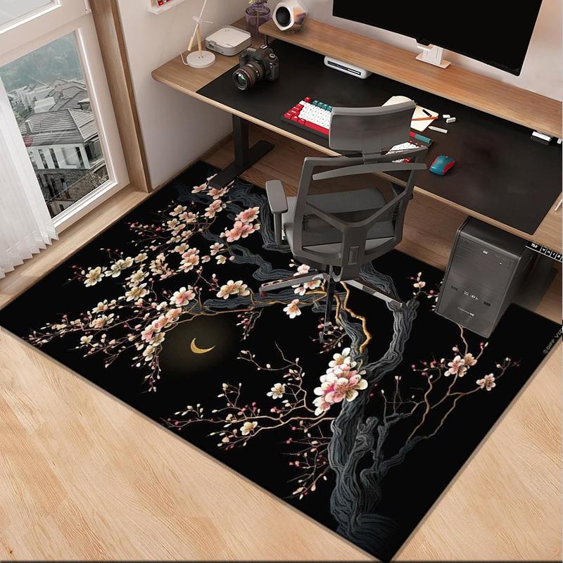 Elegant Floral Still Life Office Rug Chair Mat, Entryway Carpet, Suitable for Front Door, Bedroom, Living Room, Desk, Holiday Gift