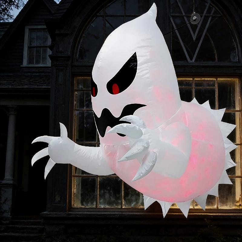 1.4m Halloween Inflatable Ghost Scary Window Decoration Foldable Air Balloon for Outdoor for Outdoor Garden Party Fun